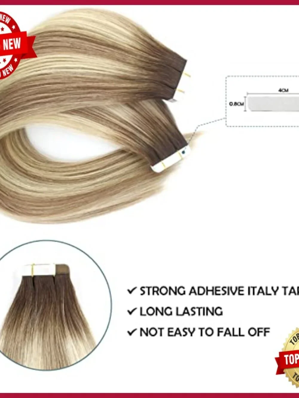 20 Inch Human Hair Tape Extensions 50 Gram 20 Pieces Seamless Weft